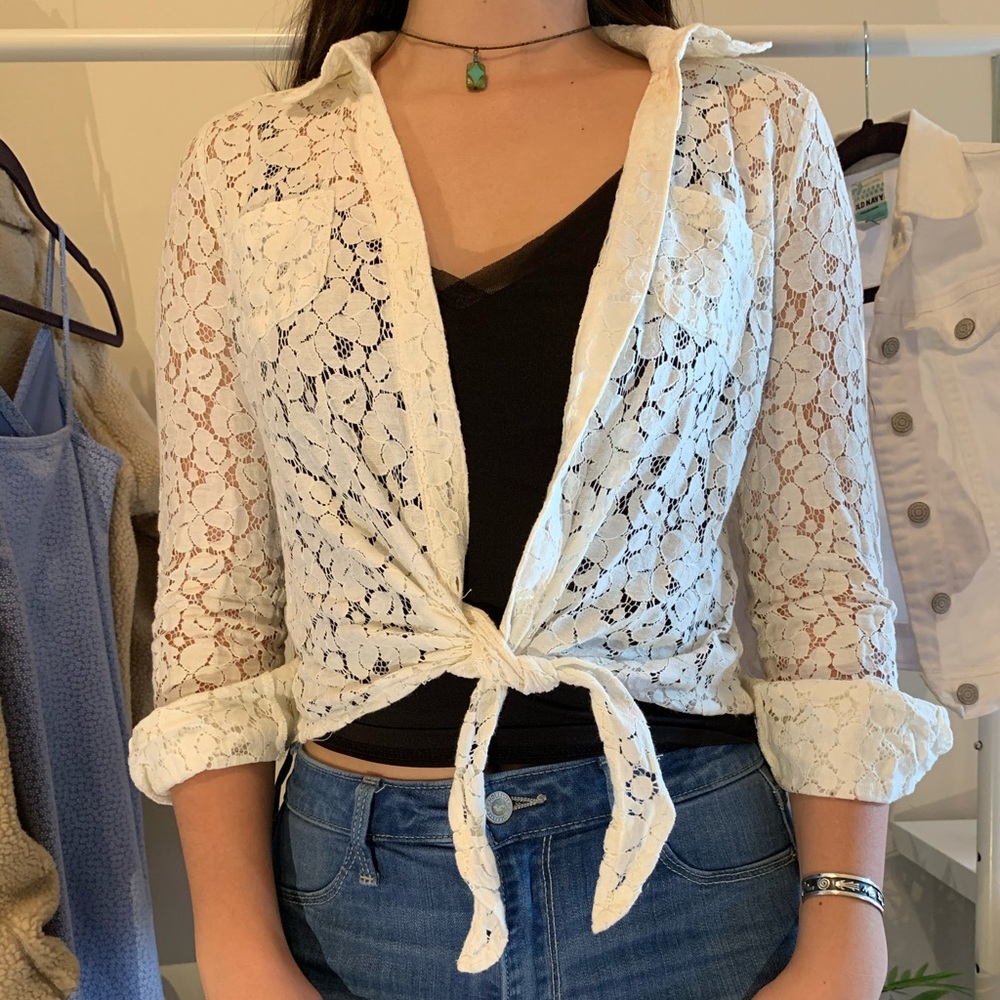 Lace Button Down Top